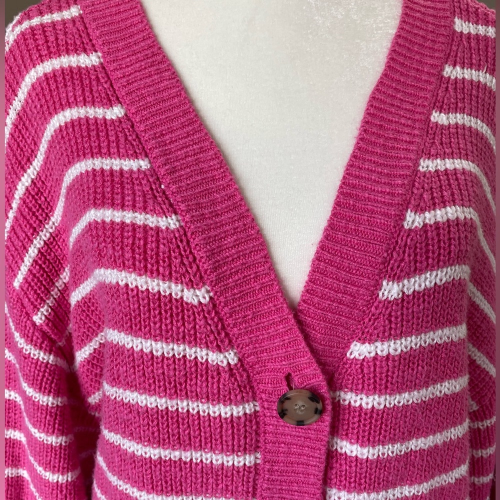 Loft Fuchsia Cotton Cardigan Size Medium - Picture 7 of 7